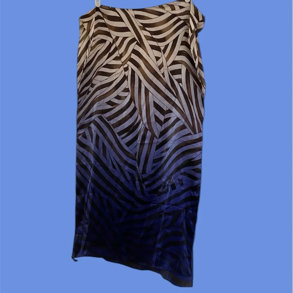 Henri Bendel 100% Silk Scarf. Multi Color Ranging Royal Blue/Navy to Brown